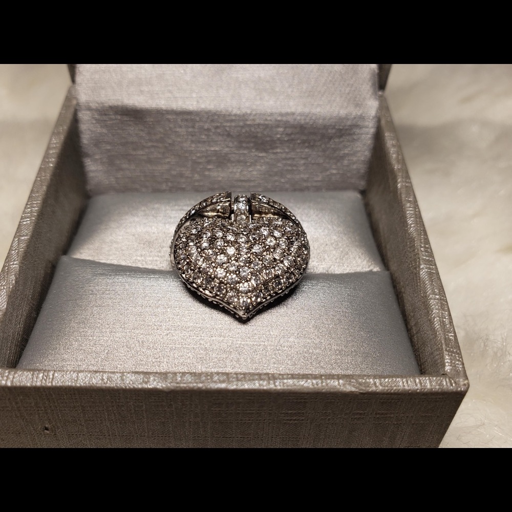 Silver 925 Women’s Crystal Heart Ring Size 7.5